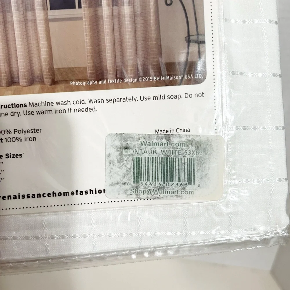 NWT Renaissance Home Fashion Montauk Novelty Sheer Grommet Panel White 53” x 63”